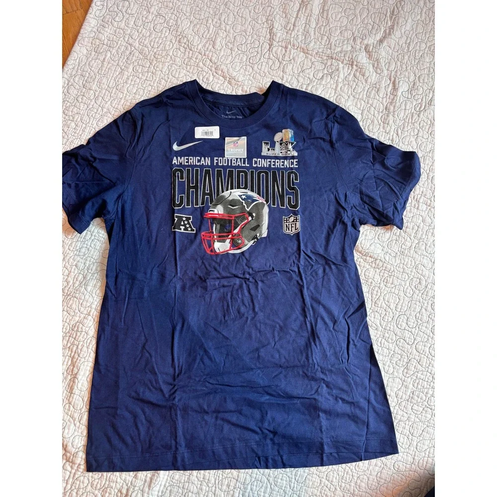 Nike New England Patriots AFC Champions Super Bowl LIII T-Shirt Navy Blue Large